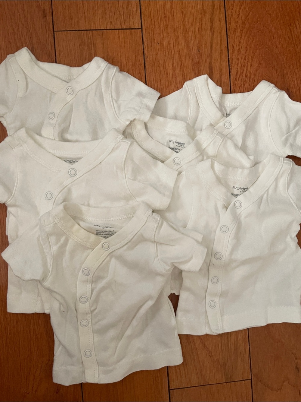 6 Pack White Baby Kimono Shirts